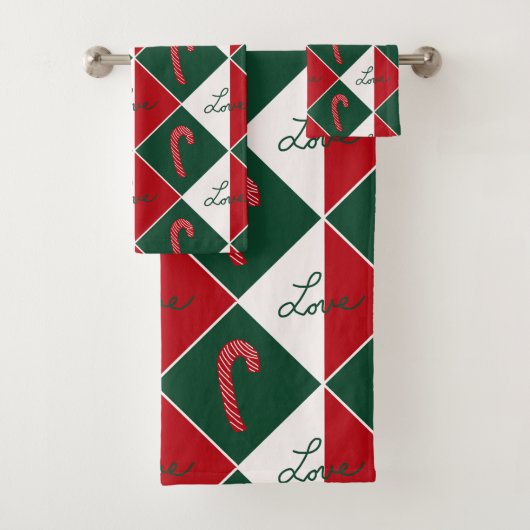 Liebe und Candy Canes Badhandtuch Set (Insitu)