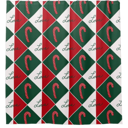 Liebe und Candy Canes Duschvorhang (Vorderseite)