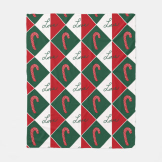 Liebe und Candy Canes Fleecedecke