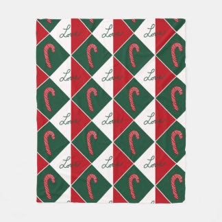 Liebe und Candy Canes Fleecedecke