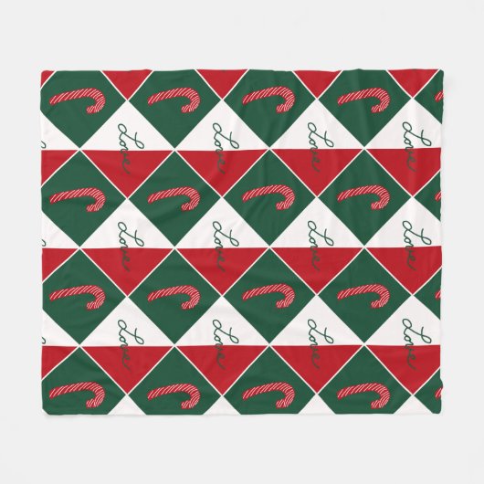 Liebe und Candy Canes Fleecedecke (Vorderseite (Horizontal))