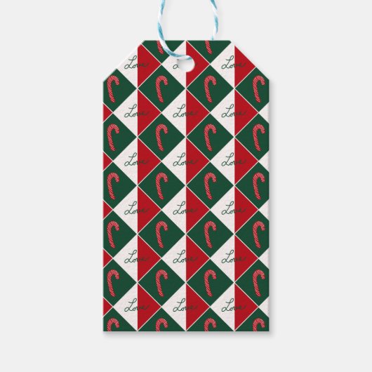Liebe und Candy Canes Geschenkanhänger (Vorderseite)