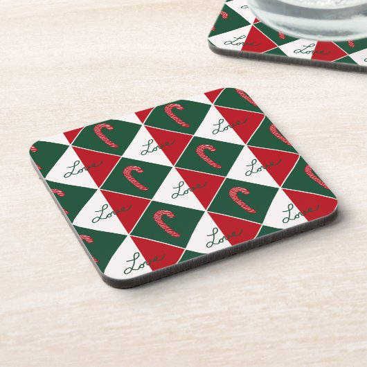 Liebe und Candy Canes Getränkeuntersetzer (Linke Seite)