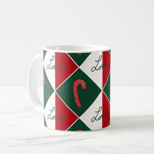 Liebe und Candy Canes Kaffeetasse (Vorderseite Links)