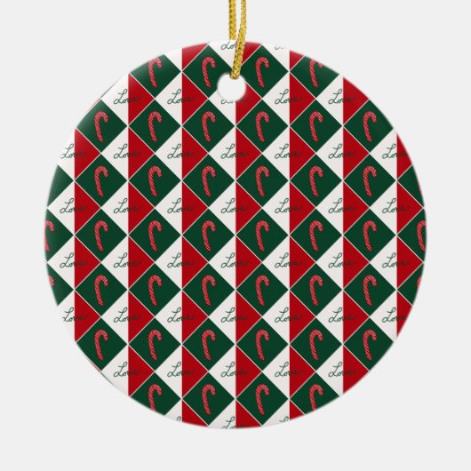 Liebe und Candy Canes Keramik Ornament (Vorne)