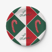 Liebe und Candy Canes Pappteller (Vorderseite)