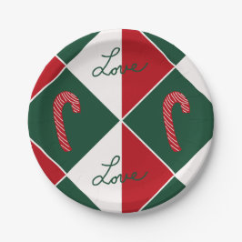 Liebe und Candy Canes Pappteller