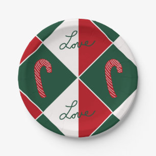 Liebe und Candy Canes Pappteller