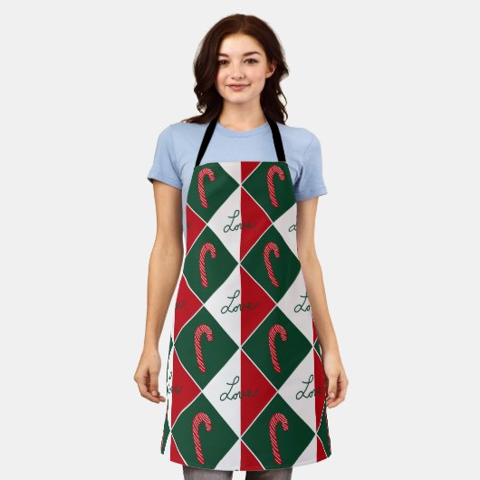 Liebe und Candy Canes Schürze (Getragen)