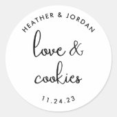 Liebe und Cookies Hochzeiten Cookie Bag Gefallen Runder Aufkleber (Vorderseite)