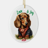 Liebe und Dackel der Freude: Aquarell Keramik Ornament (Rechts)
