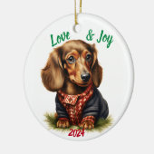 Liebe und Dackel der Freude: Aquarell Keramik Ornament (Links)