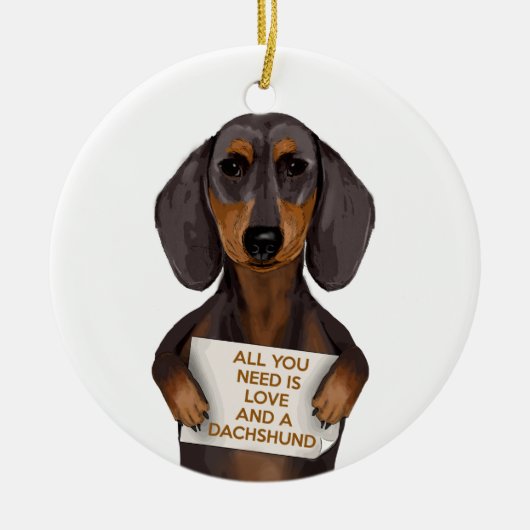 Liebe und Dackel Keramik Ornament (Vorne)