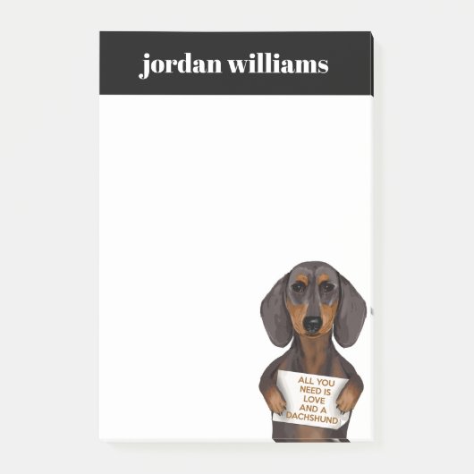 Liebe und Dackel Post-it Klebezettel (Vorderseite)