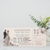 Liebe und Daisies Vintage Wedding Einladung und UA (Stehend Vorderseite)