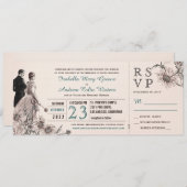 Liebe und Daisies Vintage Wedding Einladung und UA (Vorne/Hinten)