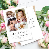 Liebe und Dank | 12x18 Modern Four Foto New Baby Dankeskarte