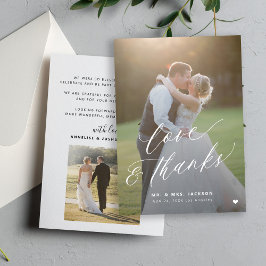 Liebe und dank 2 Foto elegante Drehbuch Hochzeit Dankeskarte