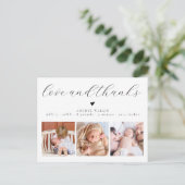 Liebe und Dank 3 Baby Foto Geburtshilfe Ankündigun Postkarte (Stehend Vorderseite)