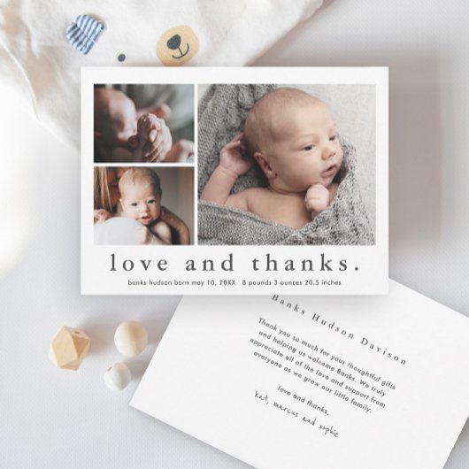 Liebe und Dank 3 Foto Baby Dankeskarte