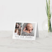 Liebe und Dank 3 Foto Collage Baby Dankeskarte (Vorderseite)