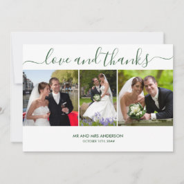 Liebe und Dank 3 Wedding Foto Hunter Green Dankeskarte