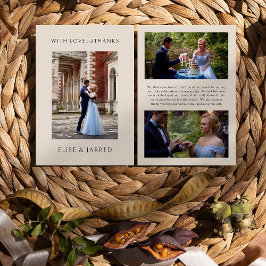 Liebe und Dank 3x Hochzeit Foto Elegant Dankeskarte