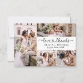 Liebe und Dank 5 Foto Collage Script Hochzeit Dankeskarte (Vorderseite)