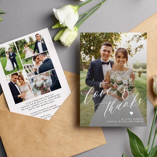 Liebe und Dank 6 Foto Collage Hochzeit Dankeskarte