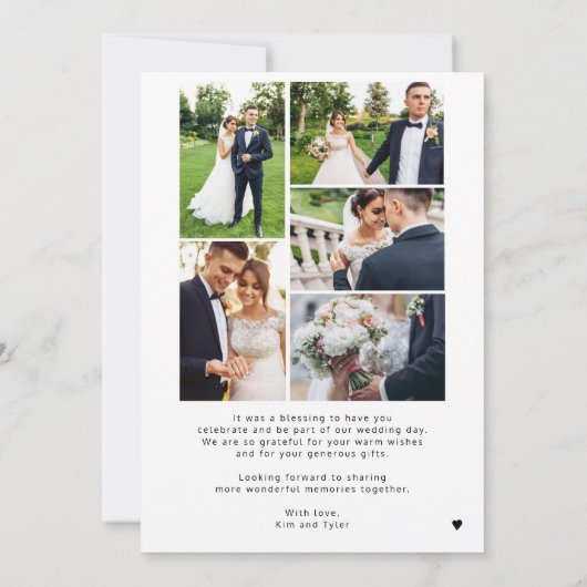 Liebe und Dank 6 Foto Collage Hochzeit Dankeskarte (Rückseite)