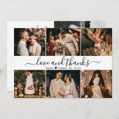 Liebe und Dank 6 Foto Collage Wedding Dankeskarte (Vorne/Hinten)