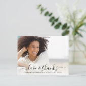 Liebe und Dank Abschluss Foto Overlay Postkarte (Stehend Vorderseite)