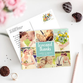 Liebe und Dank an Aqua Blue Wedding Foto Collage Postkarte