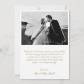 Liebe und Dank an Black and Gold Wedding Vielen Da Dankeskarte (Rückseite)