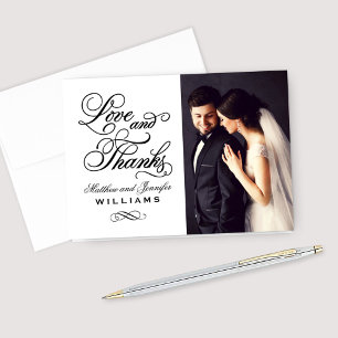 Liebe und Dank an Black and White Wedding Foto Dankeskarte