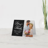 Liebe und Dank an Black and White Wedding Foto Dankeskarte (Vorderseite)