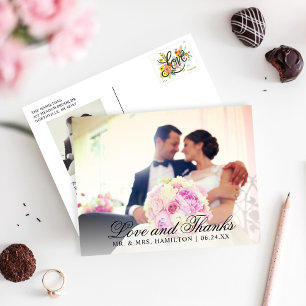 Liebe und Dank an Black Wedding Foto Vielen Dank Postkarte