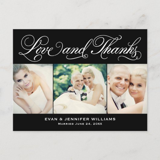 Liebe und Dank an Black Wedding Foto Vielen Dank Postkarte (Vorderseite)