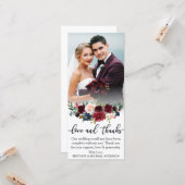 Liebe und Dank an Burgundy Blue Floral Wedding Car Karte (Vorderseite/Rückseite Beispiel)