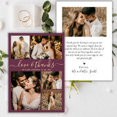 Liebe und Dank an Burgundy Foto Collage Wedding Dankeskarte