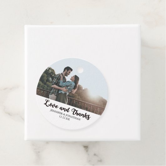 Liebe und Dank an Couple Foto Chic Wedding Geschenkanhänger (Beispiel)