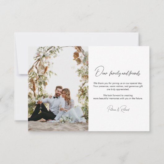 Liebe und Dank an das elegante Calligrafy Foto Hoc Dankeskarte (Rückseite)