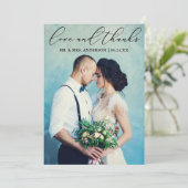 Liebe und Dank an das elegante Calligraphy Wedding Dankeskarte (Stehend Vorderseite)