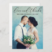 Liebe und Dank an das elegante Calligraphy Wedding Dankeskarte (Vorne/Hinten)