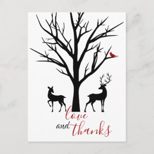 Liebe und Dank an Deer Winter Danke Postkarte