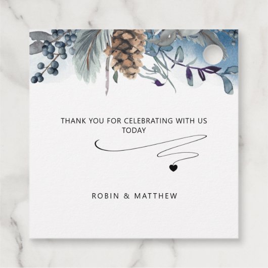 Liebe und Dank an die rustikale Dusty Blue Floral Geschenkanhänger (Rückseite)