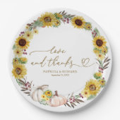 Liebe und Dank an die Sonnenblumen Pumpkin Hochzei Pappteller (Vorderseite)