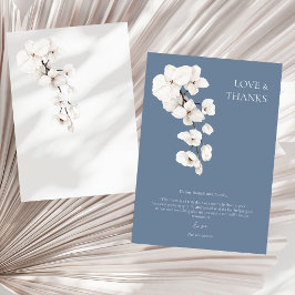 Liebe und Dank an Dusty Blue White Orchids Hochzei Dankeskarte