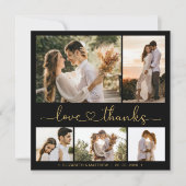 Liebe und Dank an Heart Black Gold Collage Hochzei (Vorderseite)