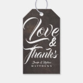 Liebe und Dank an Leather Calligraphy Wedding Mono Geschenkanhänger (Vorderseite)